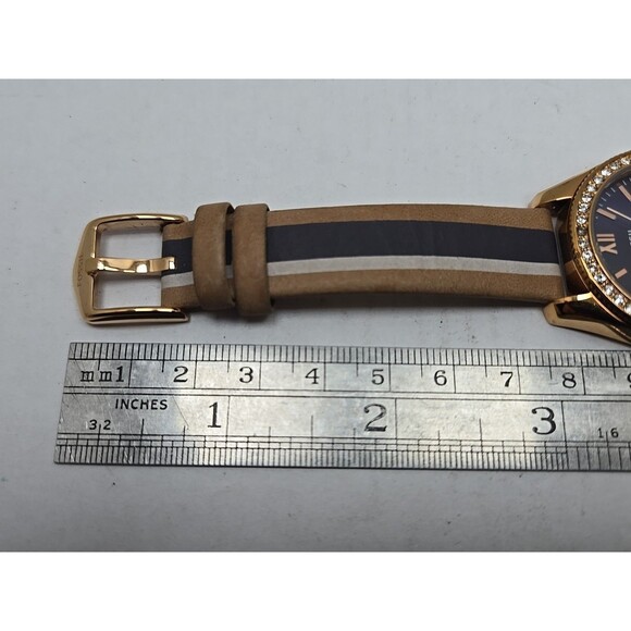 Fossil Scarlette Mini ES4594 Rose Gold Blue Dial Leather Watch New Battery Small - Picture 9 of 12